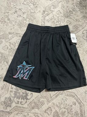 New Era Men's Black Miami Marlins Mesh Shorts